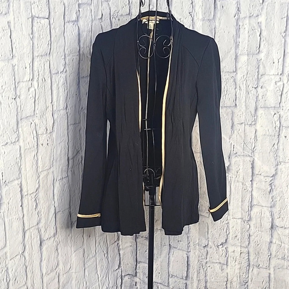 HALSTON Black and Gold Women's Open Front Cardigan Small Petite - Picture 1 of 7